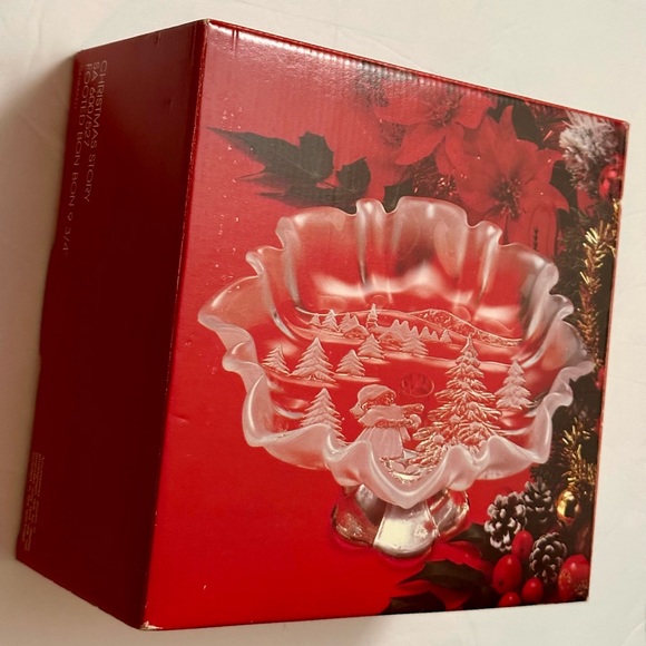 Mikasa Christmas Story Frosted Footed Bon Bon Bowl 9.75” Crystal Germany - Picture 4 of 11